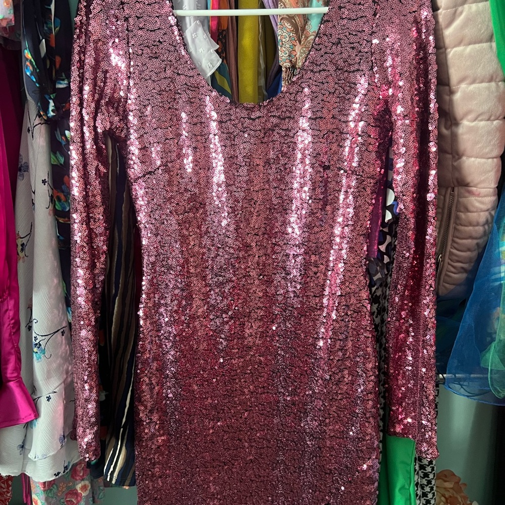 Fashion Nova Sparkling Pink Sequin Dress
